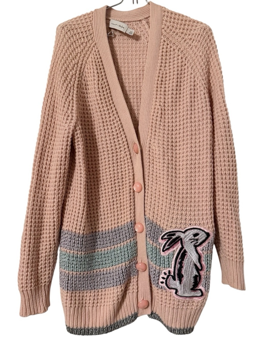 COACH x Selena Gomez Embroidered Bunny Rabbit Cardigan in Pink Sz S